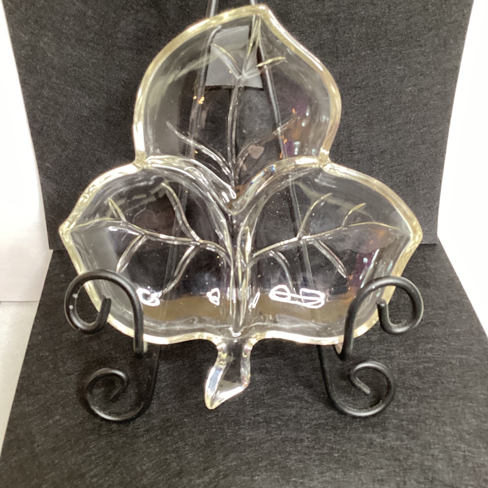 Vintage Leaf Shape Cut Glass